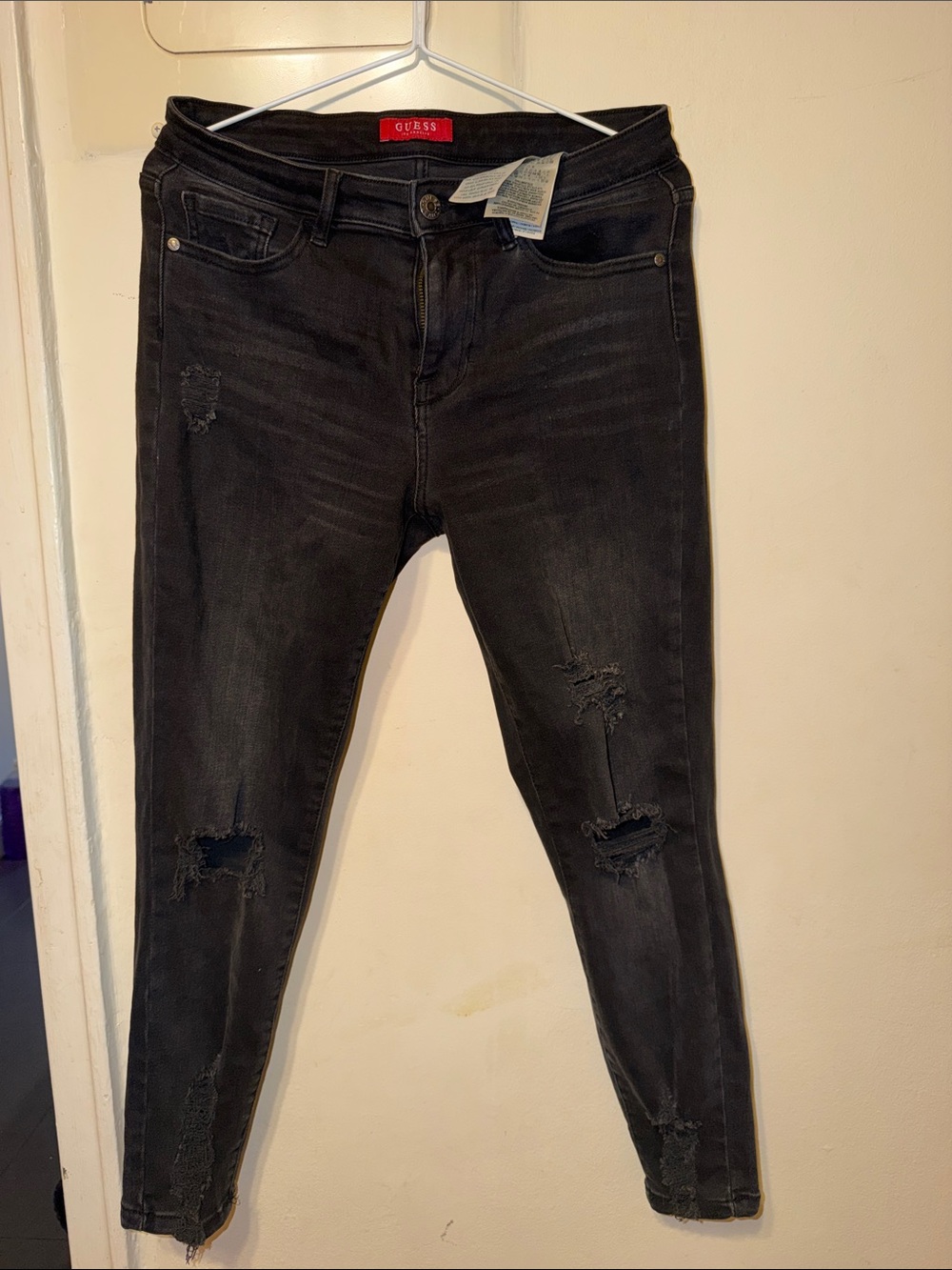 GUESS Black Ripped Skinny Jeans
